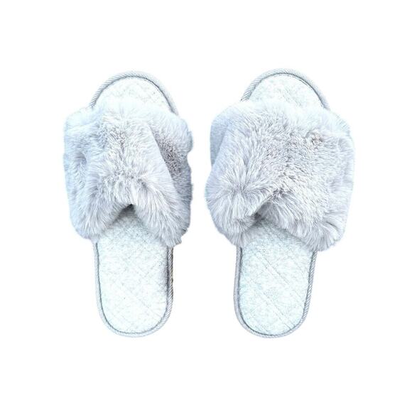 LongBay‎ Women's Fuzzy Faux Fur Memory Foam Cozy Indoor Slides Size Large - Picture 1 of 10